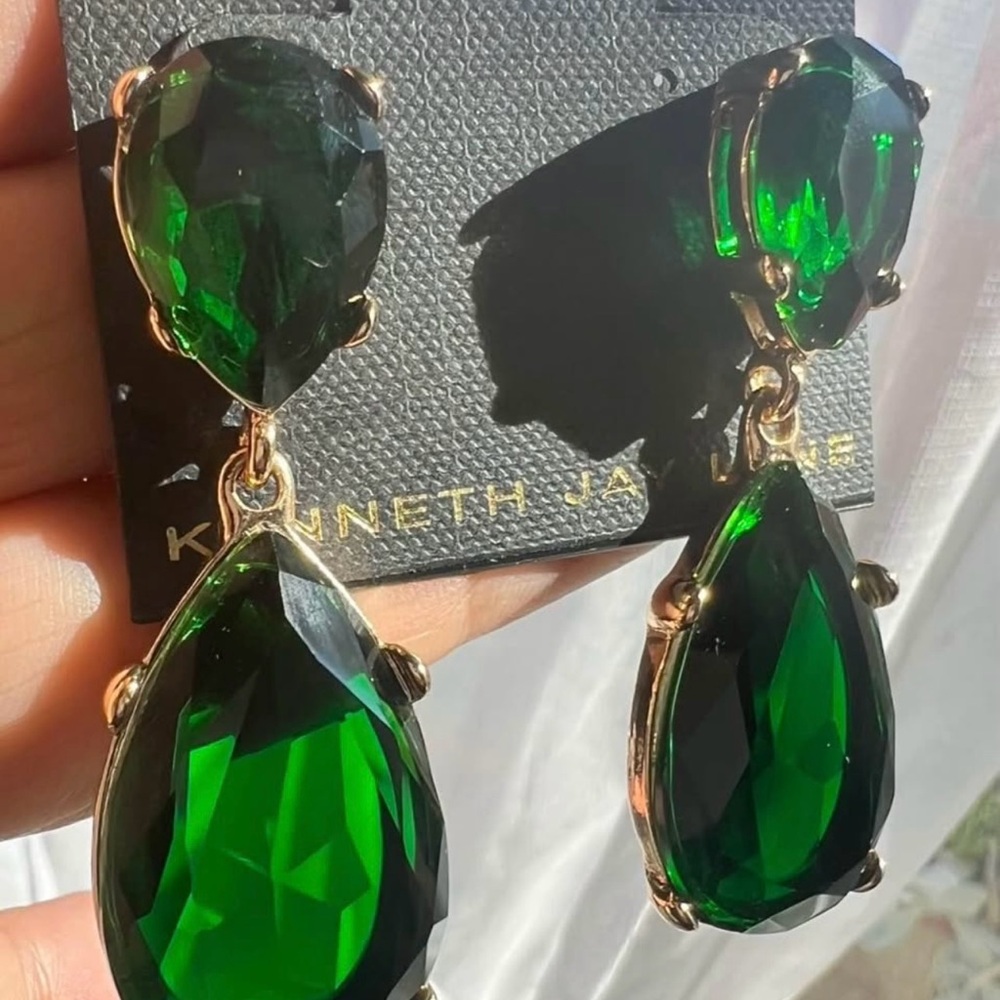 Kenneth Jay Lane Green Drop Earrings